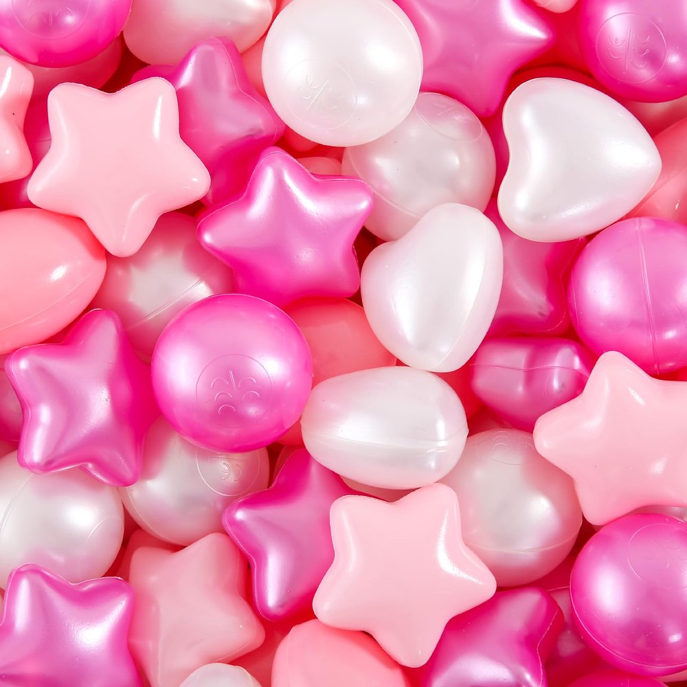 Heopeis Ball Pit Balls Stars and Hearts 100 200 500 1000 Plastic Balls for Toddlers Phthalate Free BPA Free Crush Proof Balls in Reusable Play Toys for Kids with Storage Bag Indoor Outdoor
