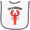 inktastic Lobster Funny Im a Keepah Baby Terry Cloth Bib White and Navy 457ef view 1