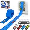 15 Ft Flexible Race Car Track for Kids, Double-Sided Racetrack for 1:64 Diecast Cars Toys, Rolls Up Portable Race Tracks with 4 Car & Suction Cups, Birthday Gifts for Boys Girls Ages 3-5 5-7, Blue view 1