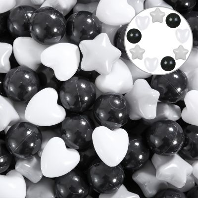 Heopeis Ball Pit Balls Stars and Hearts 100 200 500 1000 Plastic Balls for Toddlers Phthalate Free BPA Free Crush Proof Balls in Reusable Play Toys for Kids with Storage Bag Indoor Outdoor