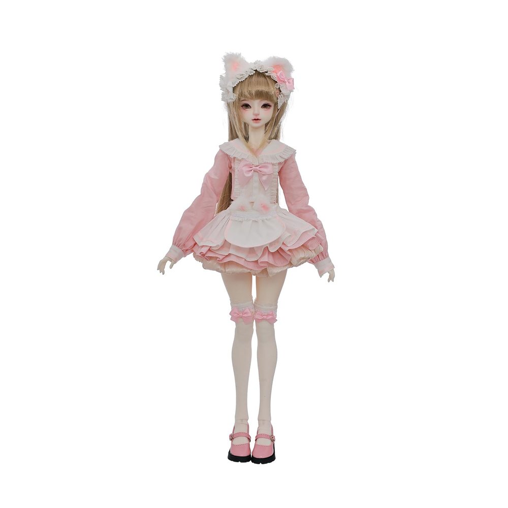 1/4 Liano Fullset D Bjd Doll Meow Maid Style Resin Toy for 15+ Years Old (Pink)