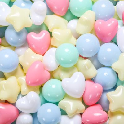 Heopeis Ball Pit Balls Stars and Hearts 100 200 500 1000 Plastic Balls for Toddlers Phthalate Free BPA Free Crush Proof Balls in Reusable Play Toys for Kids with Storage Bag Indoor Outdoor