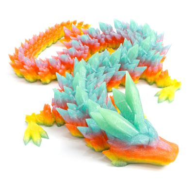 Flavery 3D Printed Dragon - 24 inch Large Pearly Sheen Articulated Dragon Fidget Toy, 3D Printed Gift for Birthday, Figurine Decor(Crystal Summar Dream)