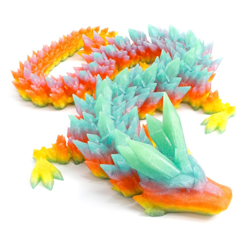 Flavery 3D Printed Dragon - 24 inch Large Pearly Sheen Articulated Dragon Fidget Toy, 3D Printed Gift for Birthday, Figurine Decor(Crystal Summar Dream)
