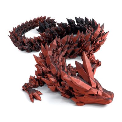 Flavery 3D Printed Dragon - 24 inch Large Pearly Sheen Articulated Dragon Fidget Toy, 3D Printed Gift for Birthday, Figurine Decor(Black Red)