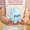 Personalized Piggy Bank,Custom Name Plastic Large Piggy Bank for Kids,Coin Bank for Girls and Boys,Christmas,Baby Shower,Birthday Gifts (Blue,Medium) view 3