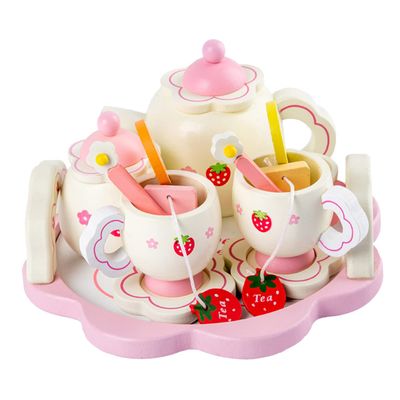 BESTonZON 1Set Wooden Tea Pink Simulation Tea Ware for Creative Playtime Boys for Tea Parties and Imaginative Fun