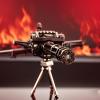 Metal Gatling Submachine Custom Minigun Gun,Tripod Mount Machine Gun with Rotating Barrels & Display Stand, Collectible Desktop Miniature for Military Enthusiasts (Silver) view 4