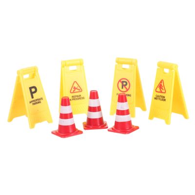 HONITANO 1 Set Traffic Road Signs for Educational Construction Scene with Traffic Cones and Models for Classroom and Table Play