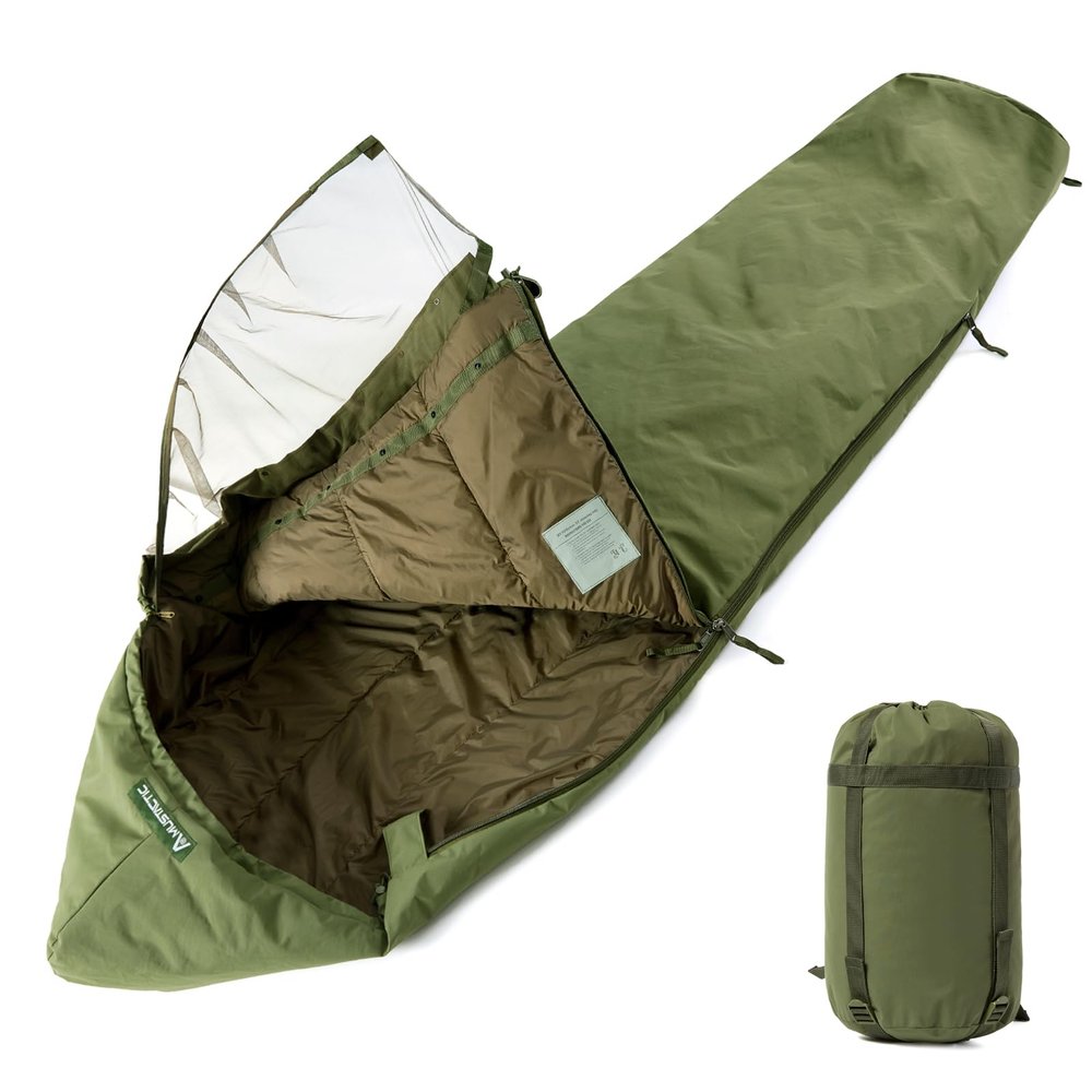 MT Military Army Force Defence 4 & Tropen Patrol Mummy Sleeping Bags with Bivy Cover Compression Sack, Modular Sleeping System 2.0 for Cold Weather, (Rifleman GT Tropen Sleep Bag-OD)