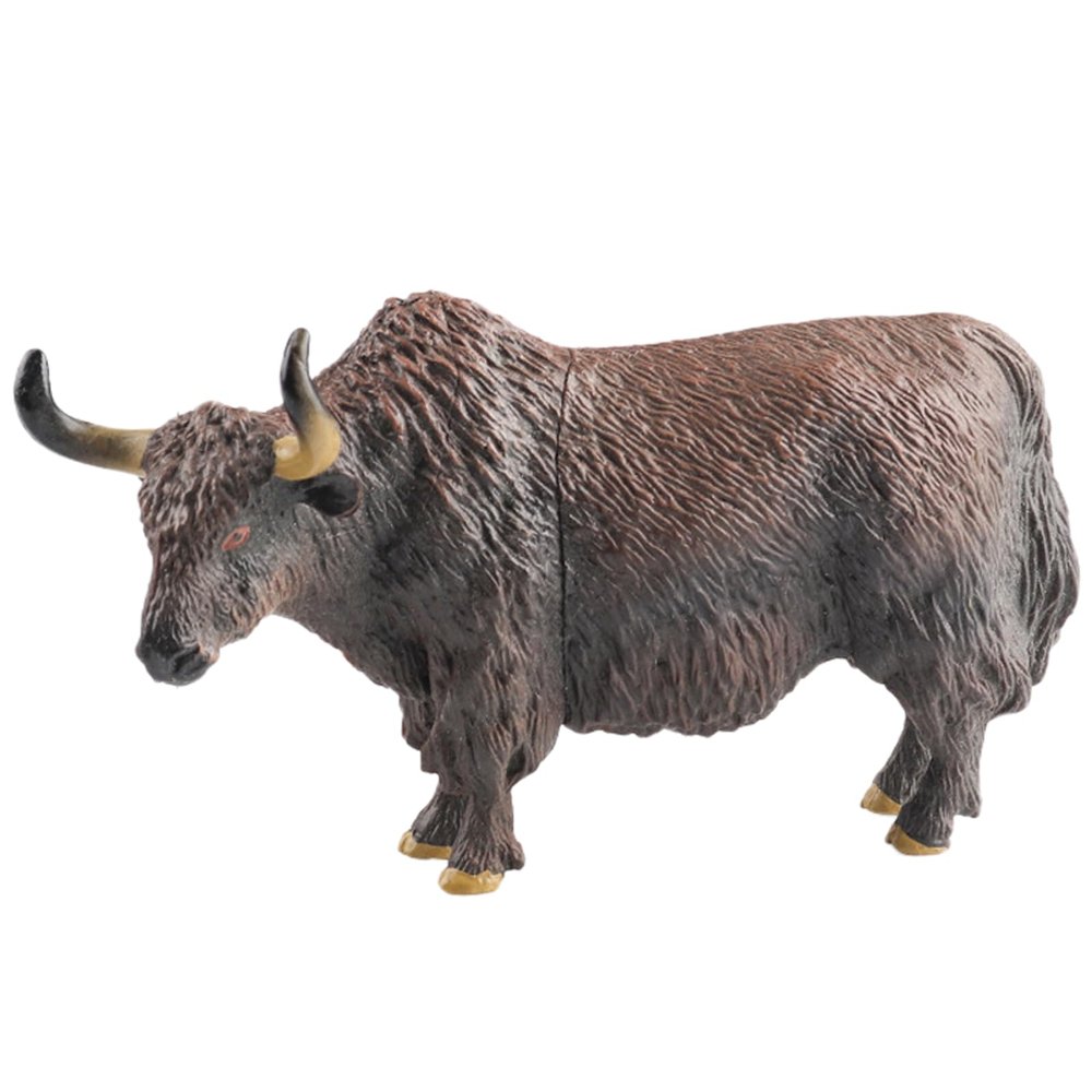 AENIMELY Hollow Yak Figurine  Realistic Highland Animal Toy for Kids, Educational Wild Animal Learning Model, Nature Display & Birthday Cake Topper