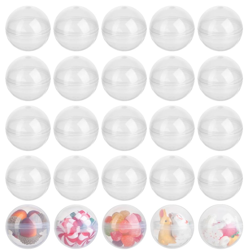 Kisangel 50pcs Gumball Vending Machine Capsules, 1.77inch Refillable Clear Ornament Balls Plastic Twisted Balls for DIY Easter Party Favors Supplies
