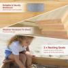 LILYPELLE Kids Sand Box, 2 in 1 Outdoor Wood Sandbox with Cover, 71" L x 71" W x 8" H Square Sand Pit with Two Corner Seats for Garden Beach Backyard Play view 3