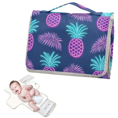 Reusable Changing pad Covers with Tissue Pocket Summer Neon Pineapple Leaf Diaper mat Changing pad Travel Infant Travel Kit cambiadores de pa?ales para Bebes