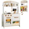 DREAM BUILDING Dual-Sided Play Kitchen for Kids Toddlers, 2-in-1 Grocery Store&Wooden Toy Kitchen Set with Coffee Machine,Pretend Kitchen Play Set with Microwave, Oven, Gift for Boys Girls view 1