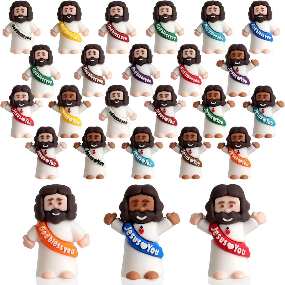 200pcs Little Jesus Figures, Multicolor Mini Figurines in Bulk, Tiny Baby Jesus Rubber Toys to Hide and Seek for Valentine's Day Gifts, Easter Egg Hunts, Sunday School Supplies, Kids & Adults