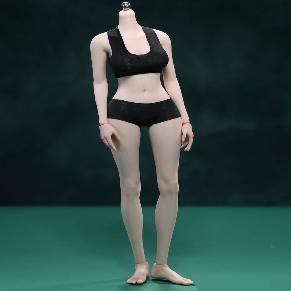 1/6 Scale Female Action Figure, 12 inches Flexible Seamless Joint Supermodel Long Legs Girl Action Figure Doll Model with Detachable Hand 1 Pairs & Feet 3 Pairs Accessories (New Pale Skin)
