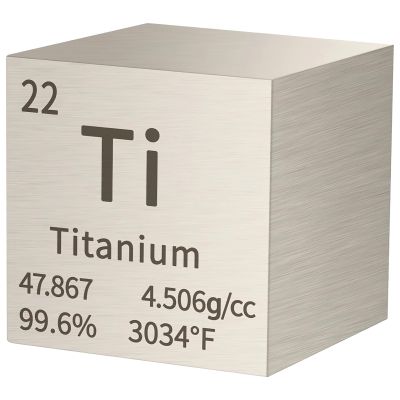 byepica Titanium Cube 10 Mm, Pure Elemental Cube with Atomic Symbol Ti, 99.95% Purity, Ideal for Science Demonstrations & Educational Displays, 1 Piece Included