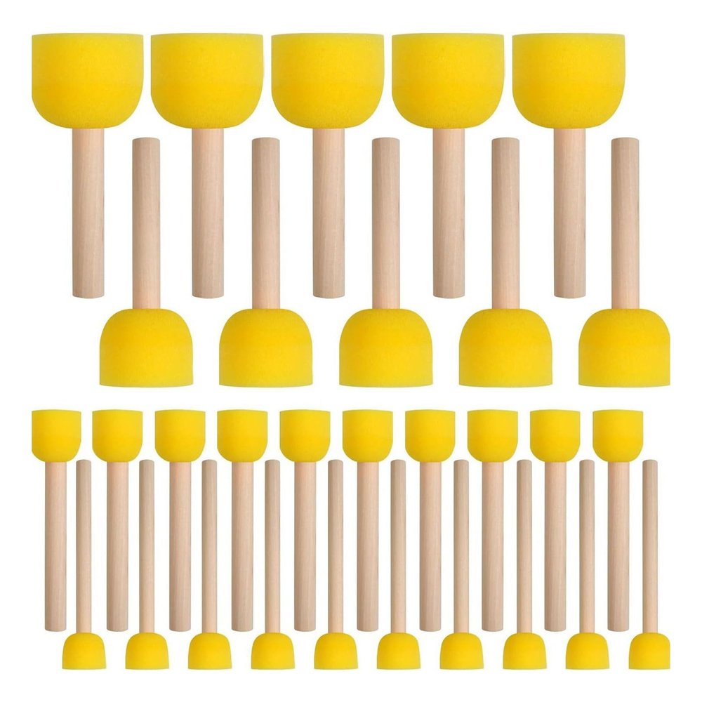 30Pieces Round Sponges Brush Set For Kids Student Art Craft Acrylic Painting Stencil Painting