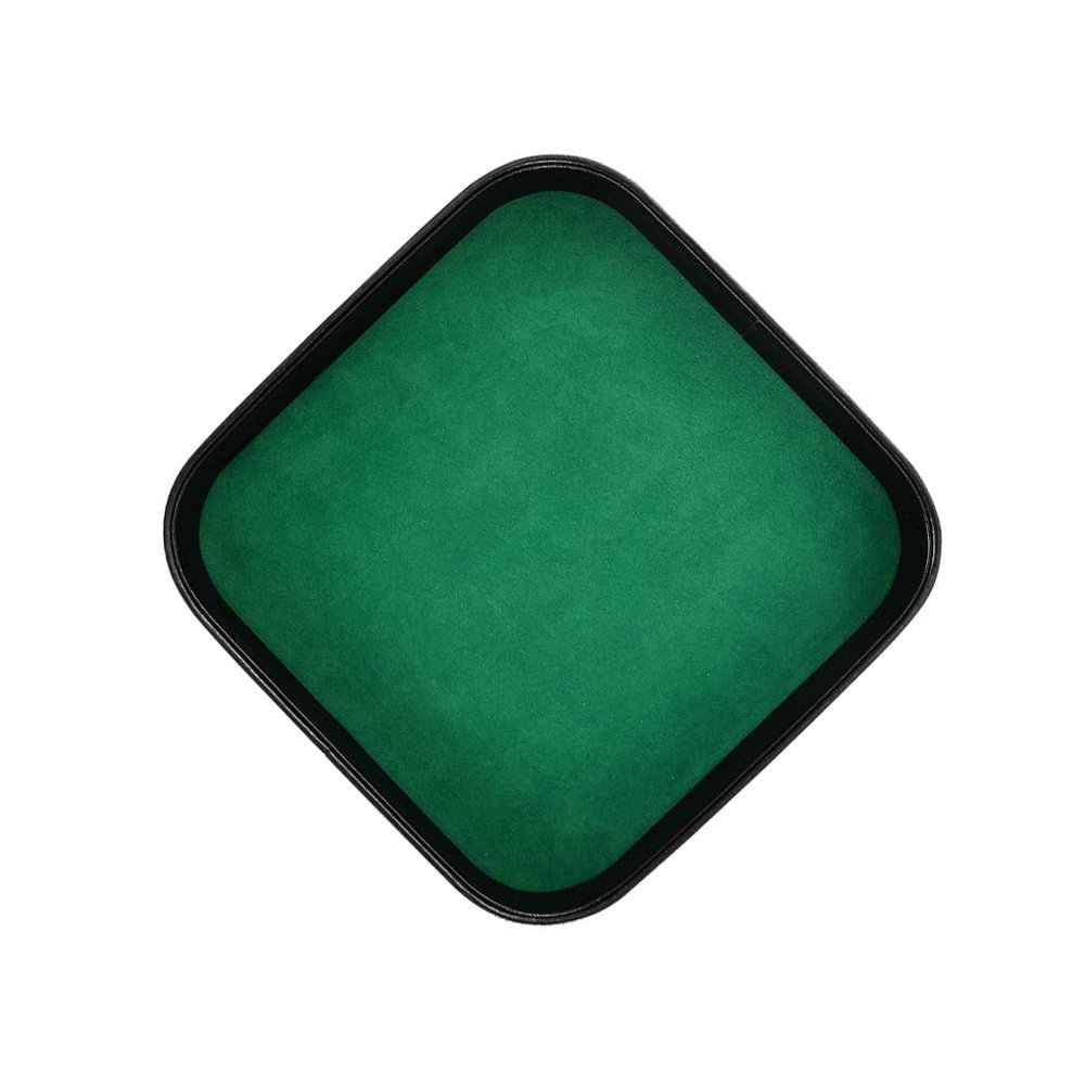1 Piece Dice Holder Tray Pu Dice Pad Mat Square Tray Dice Tray for Dice Gaming and Other Table Games, Green