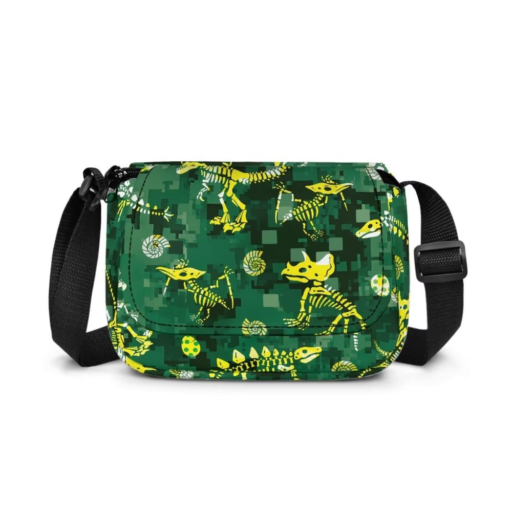 Rshubino Dinosaur Camo Kids Purse for Boys Small Crossbody Bags with Adjustable Shoulder Strap Casual Handbags with Zipper Pockets for Travel Outdoor