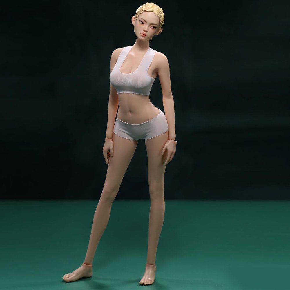 1/6 Scale Female Action Figure, 12 inches Flexible Seamless Joint Supermodel Long Legs Girl Action Figure Doll Model with Detachable Hand 1 Pairs & Feet 3 Pairs Accessories (Normal Skin)