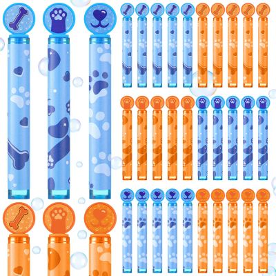 60 Pcs Blue Dog Paw Bubble Wands Mini Blue Orange Bubble Wand Dog Paw Print Bubbles for Birthday Party Favor Goody Bag Stuffer Filler Reward Gifts