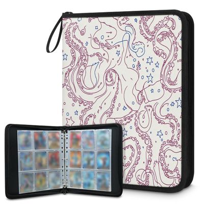 Kuquteed Octopus Tentacle Trading Card Binder 9 Pocket 900 Cards Holder Collector Album with 50 Removable Sleeves Gifts for Boys Girls Sea Ocean Fish Game Sports Cards