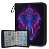 Kuquteed Floral Elephant Trading Card Binder 9 Pocket 900 Cards Holder Collector Album with 50 Removable Sleeves Gifts for Boys Girls Purple Blue Animal Game Sports Cards view 1