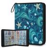 Kuquteed Teal Starfish Conch Trading Card Binder 9 Pocket 900 Cards Holder Collector Album with 50 Removable Sleeves Gifts for Boys Girls Sea Shell Game Sports Cards view 1
