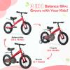 3-in-1 Montessori Balance Bike with Pedals,Tri-purpose of Kids Balance Bike/Toddler Tricycle/Bikefor 2 3 4 5 6 7 Year Old-14 inch balance bike with Pedal Conversion,Training Wheels,Brake,CrimsonRed view 3