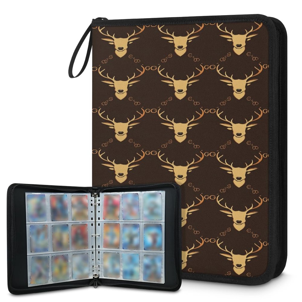 Kuquteed Deer Antlers Trading Card Binder 9 Pocket 900 Cards Holder Collector Album with 50 Removable Sleeves Gifts for Boys Girls Animal Pattern Game Sports Cards
