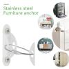10 Pcs Furniture Anchors Anti Tip Furniture Anchors Kit Metal Furniture Wall Anchors Secure 400 Pound Furniture Earthquake Resistant Furniture Safety Straps for Baby Proofing Dresser Cabinet view 3