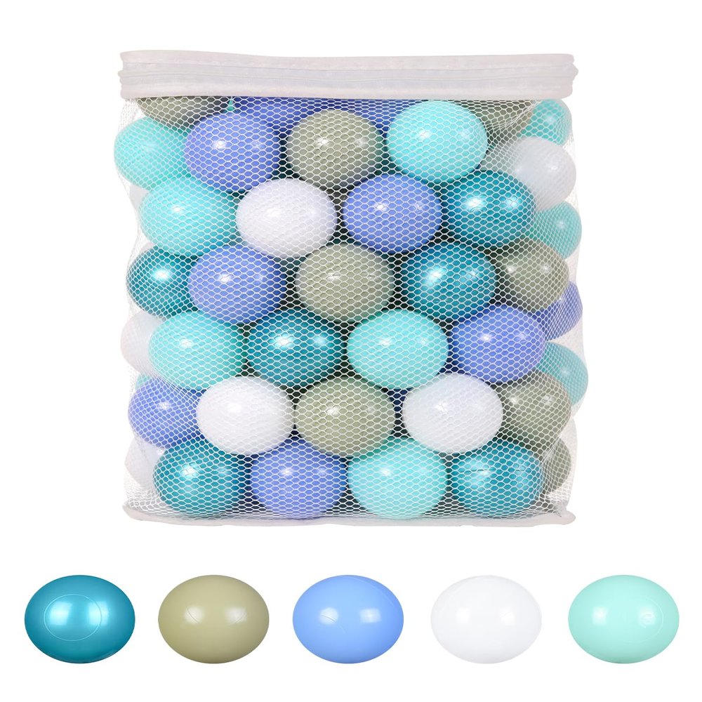 GOGOSO Ball Pit Balls for Toddlers Dogs Baby, 2.2 Inch Pastel Play Ball Toys Kid Ballpit, Bounse House, Birthday, Tent, Party,100 pcs,Blue Green