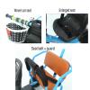 JIYIAN Toddler Tandem Tricycle with Seat Folding Footrest Woven Bicycle Basket Safety Belt + Crotch Protector Unisex Double Seat Bike for Twins,Blue view 3