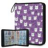 Kuquteed Cute Cats Face Trading Card Binder 4 Pocket 400 Cards Holder Collector Album with 50 Removable Sleeves Gifts for Boys Girls Heart Love Purple Game Sports Cards view 1