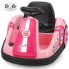 ELEMARA Toddler Bumper Car with Big Wheels, 2.2 Mph, Ride On Toys for Toddlers with DIY Stickers, 12v Electric Bumper Cars for Kids with Bluetooth,LED Light,Music for Indoor Outdoor,Peach Pink view 1