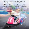 ELEMARA Toddler Bumper Car with Big Wheels, 2.2 Mph, Ride On Toys for Toddlers with DIY Stickers, 12v Electric Bumper Cars for Kids with Bluetooth,LED Light,Music for Indoor Outdoor,Peach Pink view 3