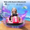 ELEMARA Toddler Bumper Car with Big Wheels, 2.2 Mph, Ride On Toys for Toddlers with DIY Stickers, 12v Electric Bumper Cars for Kids with Bluetooth,LED Light,Music for Indoor Outdoor,Peach Pink view 4