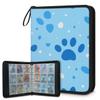 Kuquteed Cat Claws Trading Card Binder 4 Pocket 400 Cards Holder Collector Album with 50 Removable Sleeves Gifts for Boys Girls Blue Kitten Footprint Game Sports Cards view 1
