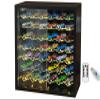 1/64 Cars Display Case with Lighted Wall Mounted Black Display Cabinet with Acrylic Shelves at 45-Degree Angle and Door Storage for 42 Hot Diecast Wheels Toy Cars view 1