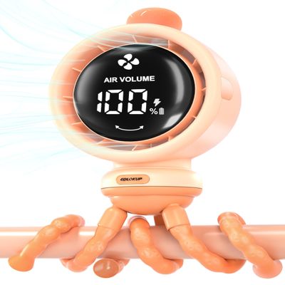 Stroller Fan for Baby with Night Light, 135 Automatic Air Swing (Orange)