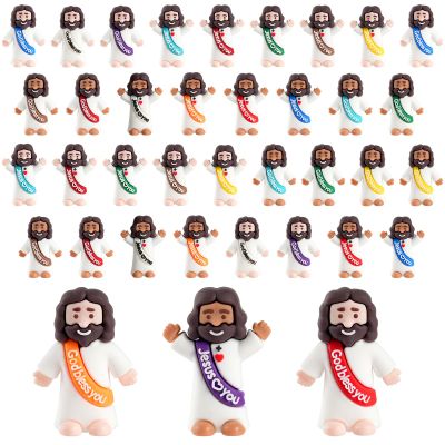 200pcs Little Jesus Figures in Bulk, Multicolor Mini Jesus Figurines Rubber Toys to Hide and Seek for Religious Party Favors , Sunday School Baptism, Christmas, Easter Egg Gifts for Kids, Man, Woman