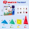 Gemmicc 58 PCS Mini Magnetic Tiles, Travel Magnet Construction Toys with Metal Storage Box, Sensory Montessori Toys for Boys Girls view 2