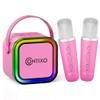 Contixo KS1A Kids Mini Karaoke Machine with LED Lights, 710H Playback, Dual Wireless Mics, Magic Voice Effects, Bluetooth Speaker for Children, Portable Singing Toy Gift for Boys & Girls, Pink view 1