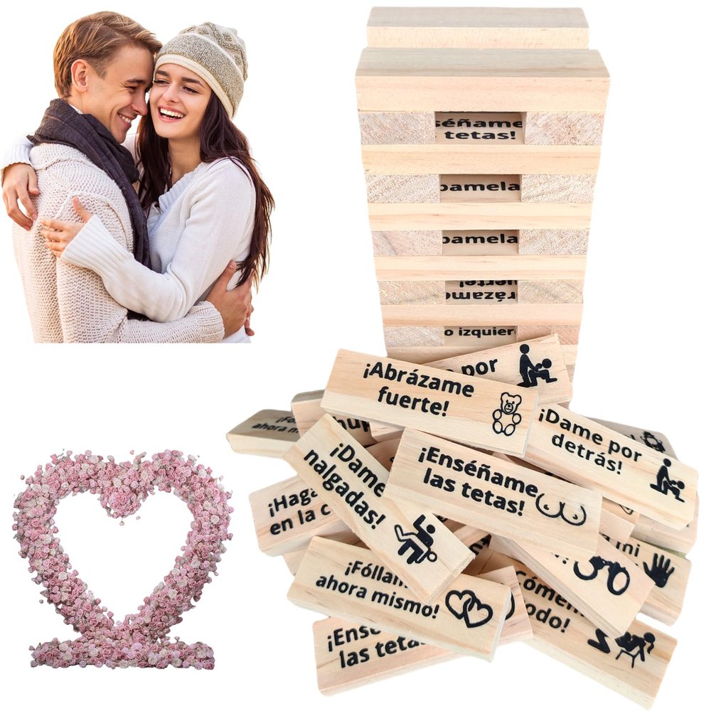 Cattoroy Adult Blocks Game for Couples en Espaol Naughty Stacking Tower Night Dating Activities Valentine's Day Gifts Ages 18+
