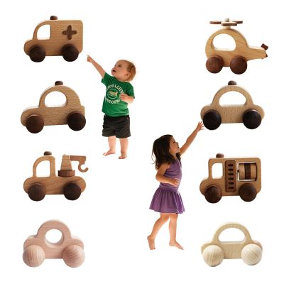 OKULLYSH 8PCS Wooden Toy Cars Set - Montessori Baby Toys for 1-3 Years, Wooden Cars for Toddlers, 1 Year Old Boy Gifts, Eco-Friendly Birthday Gifts for 1 Year Old Boy Girl