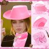Hillban 12 Pack Cowboy Hat and Bandana, Cowgirl Hats Felt Cowboy Party Hats Bulk Western Bandanas for Party Costume(Pink) view 3
