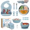 13 Pack Silicone Baby Feeding Set, BPA-Free Stainless Steel Toddler Feeding Supplies, Include Suction Plates, Baby Bowls, Silicone Fork & Spoon, and More, First Stage Baby Dish Set - 6+ Months view 1