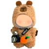 3-Piece Knit and Plush Doll Outfit Set for 17cm Collectibles - Plush Bear Hoodie Set (Hoodie+Outfit+Camera) - No Doll Included view 1